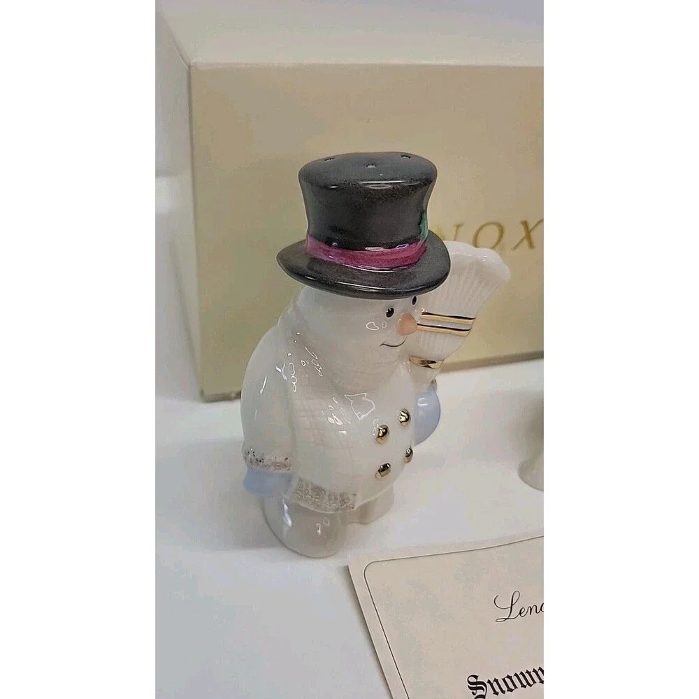 Lenox Snowmen Salt & Pepper‎ Shakers with Box